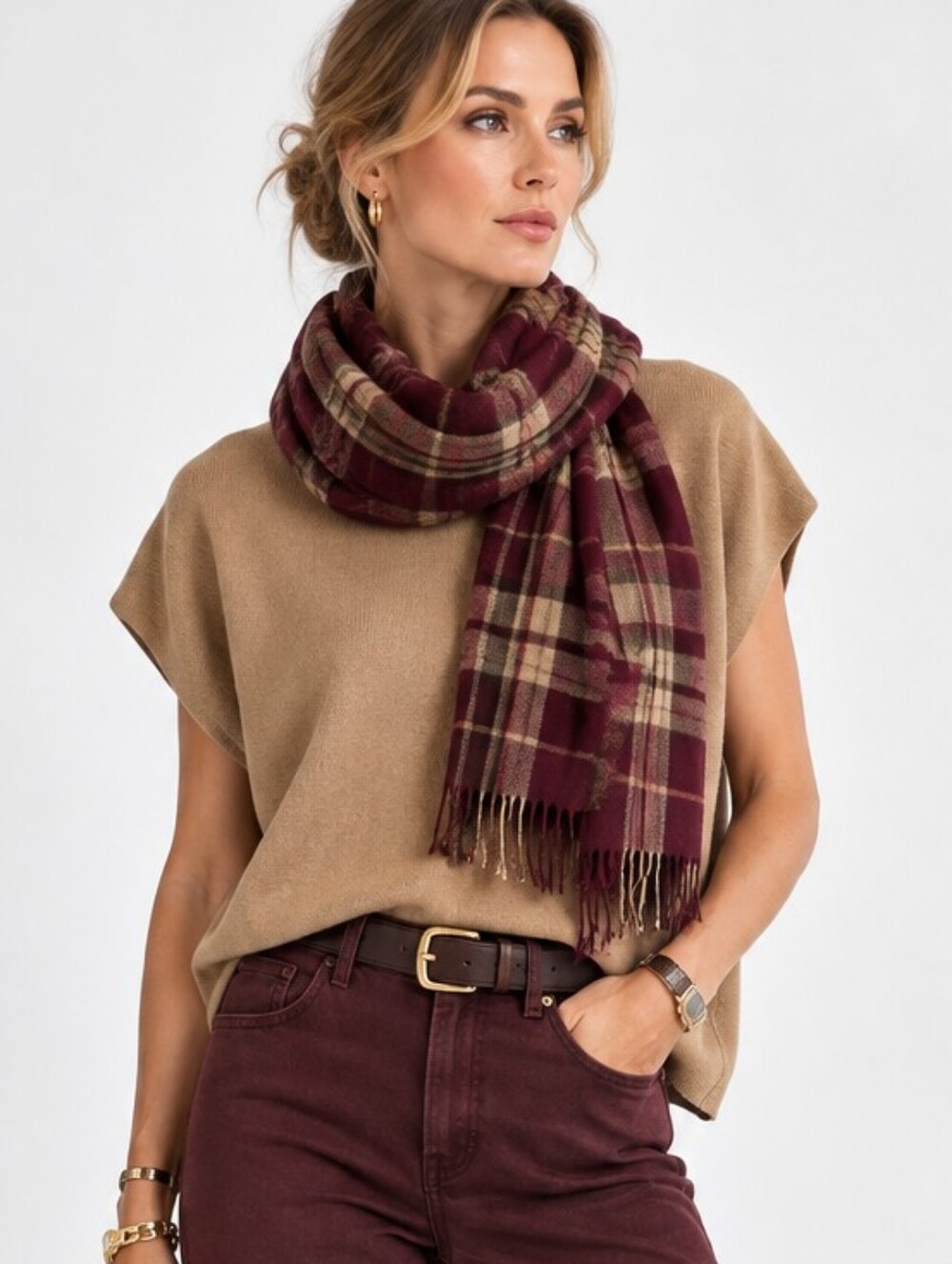 Lillusory Top Tan Knit Cap Sleeves Minimalist Style